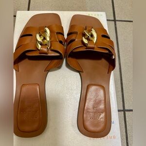 ZARA Leather Chain Slide Sandals – Size 38 (US 7.5)